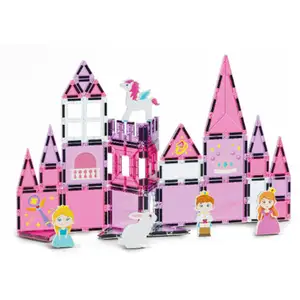 EPT Kids Magnetic Building Blocks STEM Educational Toys Princess Theme Magnetic Tiles Set for Kids Pretend Play Magnetic Blocks