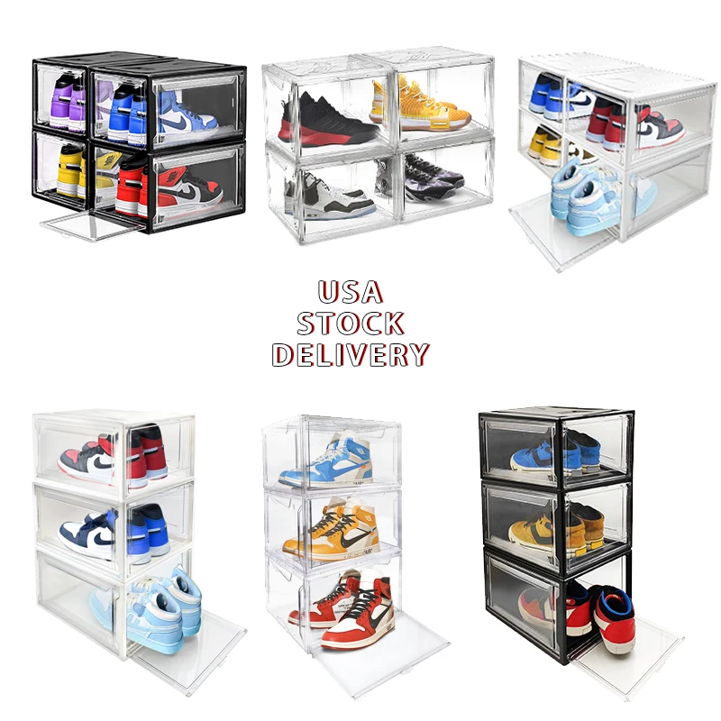 Factory Wholesale Clear Plastic Shoes Box Figures Storage Bins Acrylic Containers Sneakers Boxes
