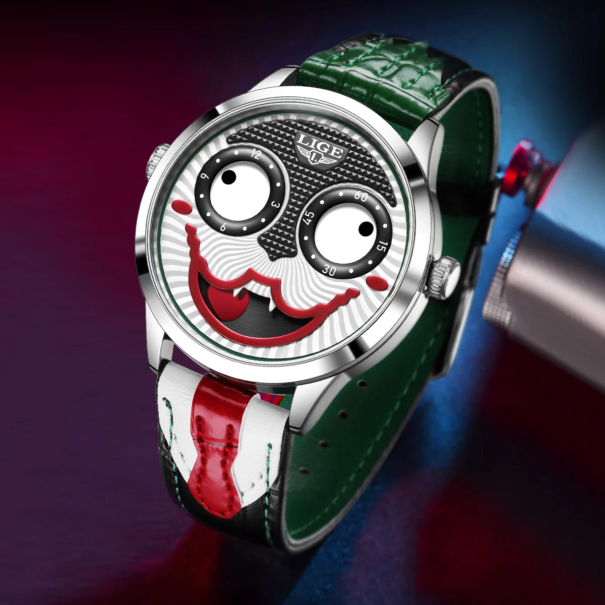 LIGE LG89160 Men's Quartz Watch - Unique Clown Dial, Sport Style