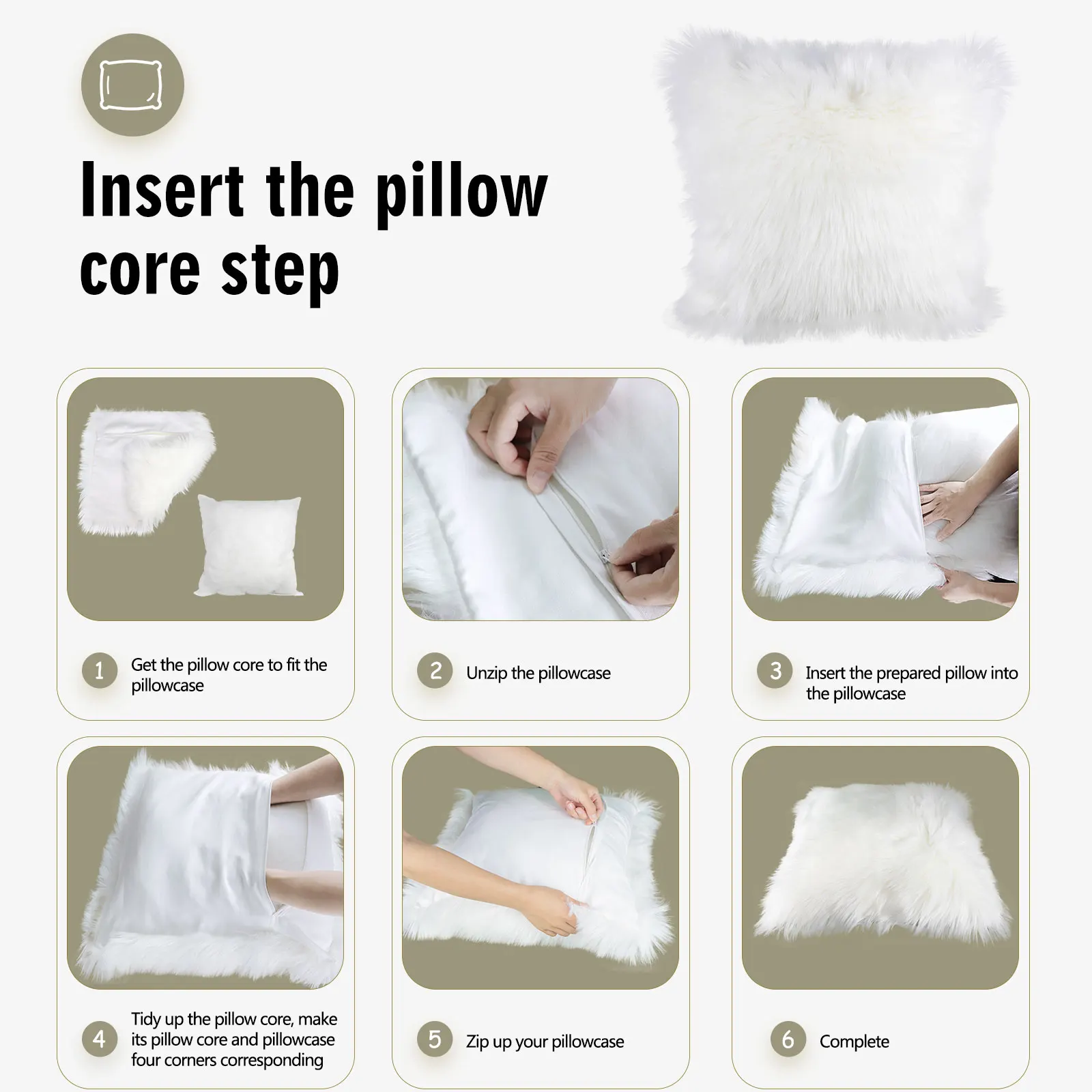 Artificial Fur Pillow Cover Chamois Leather Single Side Fluffy Long