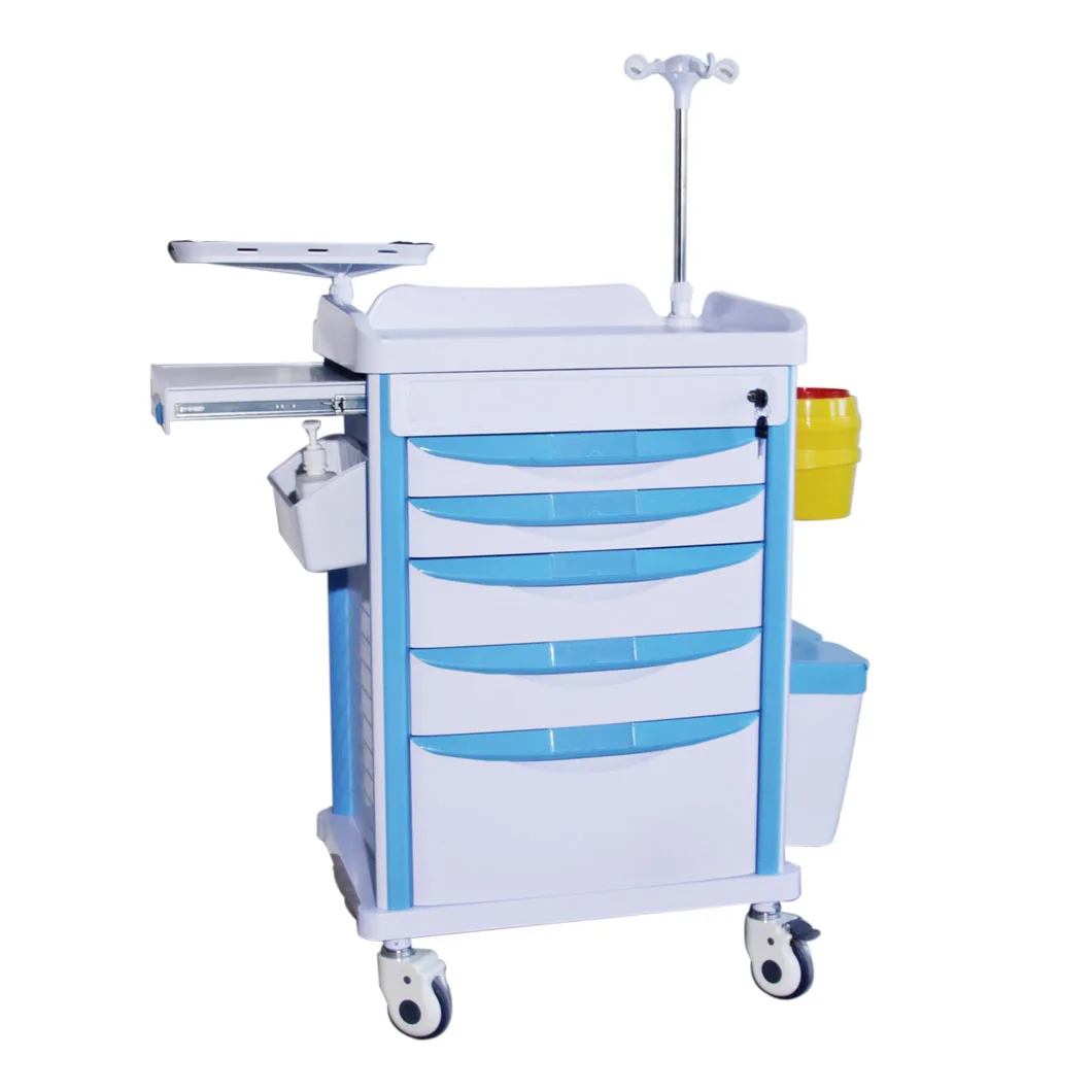 Hospital Use Various Type ABS Medical Emergency Cart Trolleys with Drawers details