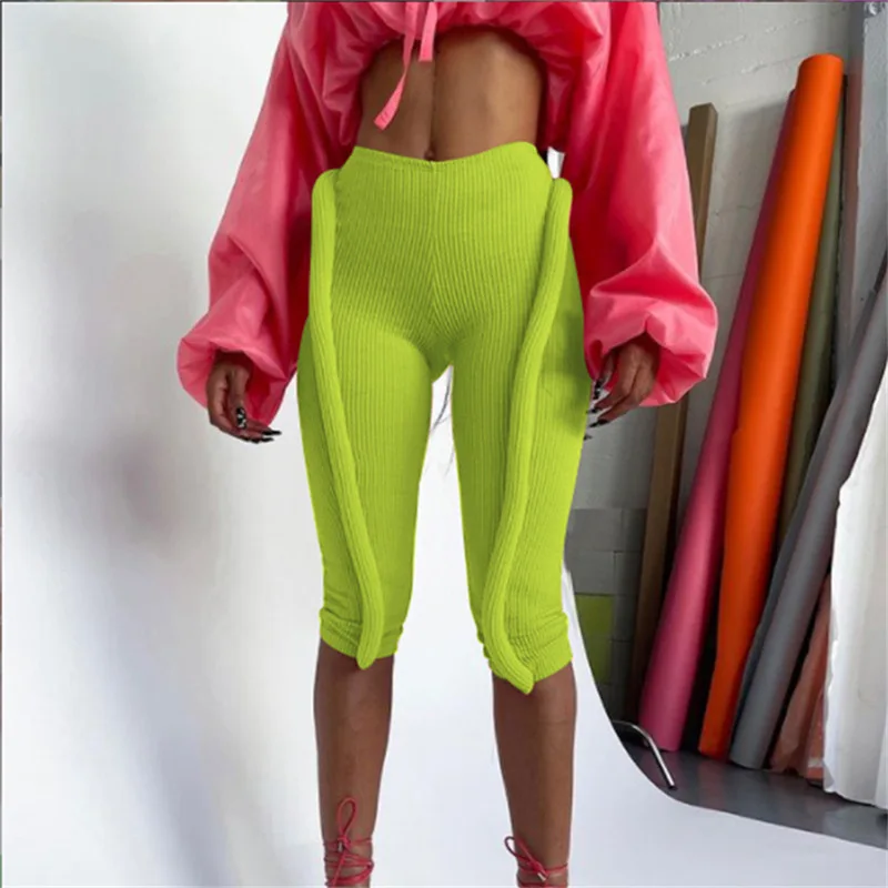 New Arrival Women Casual Long Legging Pants Fluorescent Color Tight Sports Slacks Trouser Clothing Fashion 2021