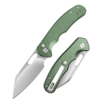 OEM Custom Green Pocket Knife EDC High Hardness D2 Stainless Steel  Aluminum Alloy Handle Folding Knife Hunting Fishing Knives