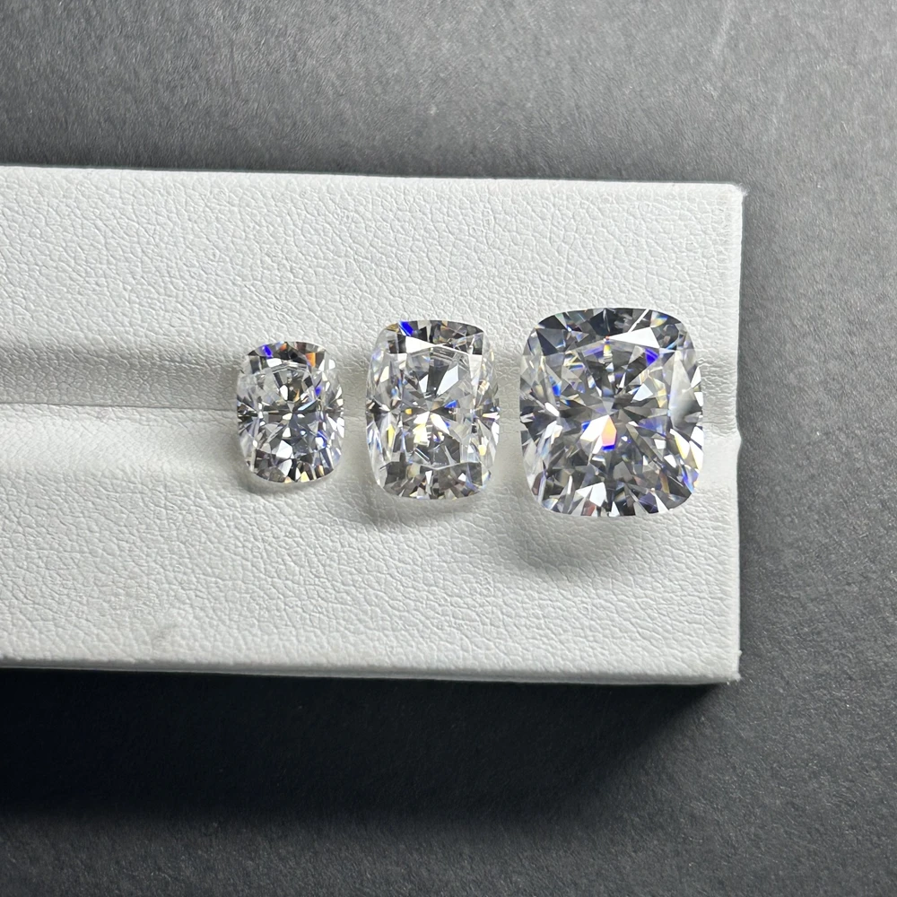 thumbnail image 2 of 4x6 To 10x14mm Cushion Cut Moissanite Stone - White D Color VVS1 Clarity With Certificate 2 of 5