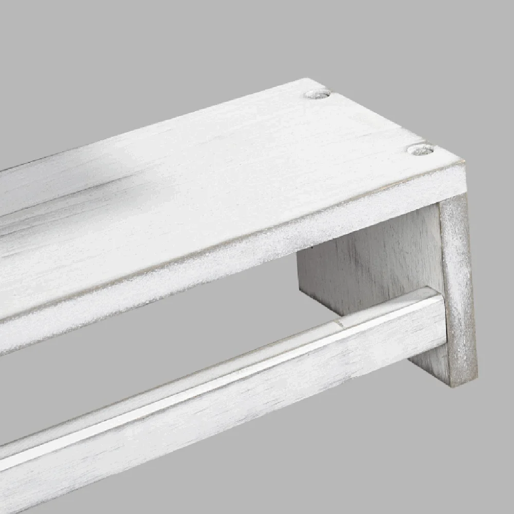 Set of 2 rustic white baby nursery display kitchen spice rack hot selling wood floating wall shelves book shelf