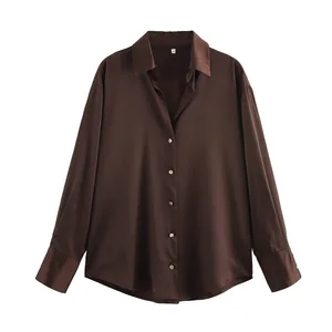 2026 Spring Summer New Arrival Women's Fashionable Single-Button Satin Shirt