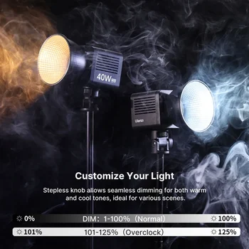 Ulanzi L023 40W Pro Video Light Bi-color COB Light Mini Bowens Mount Video Light 3400mAh 2500K-6500K With DC&Type-C Port detail image