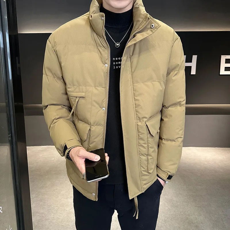 Winter Korean Cotton Coat Trend Youth Cotton-padded Jackets Thickened Stand Collar Bread Casual Warm Men's Coats_voghion.com