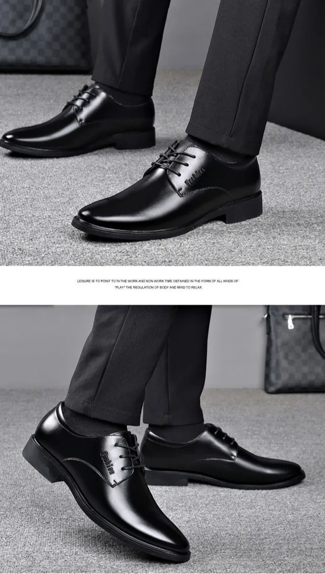 Introducing the Height of Luxury: New Business Formal Pointed Leather Shoes.