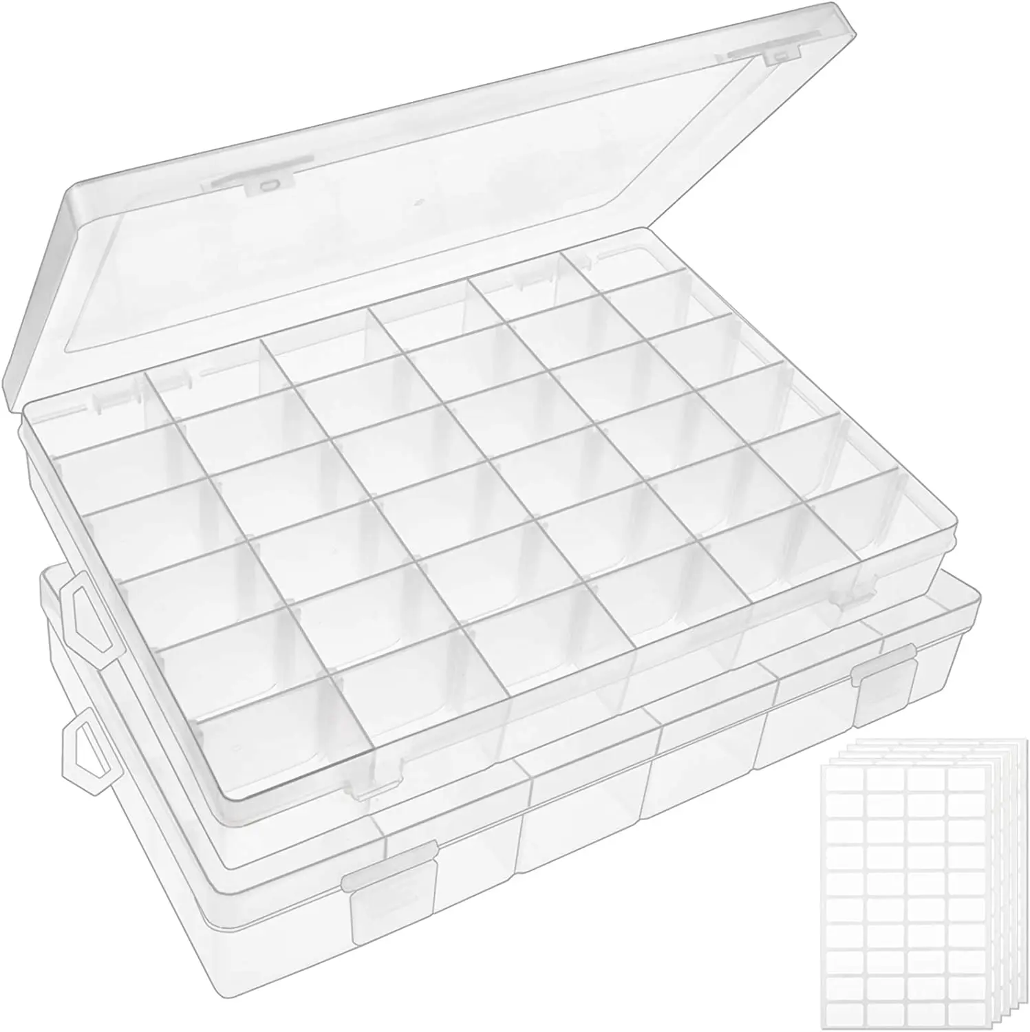 High quality 36 grids compartments hard pp plastic transparent jewelry storage box