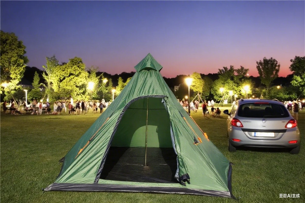 Outdoor Pyramid Camping Tent - Large Space, Waterproof & Windproof for Family Camping Trips