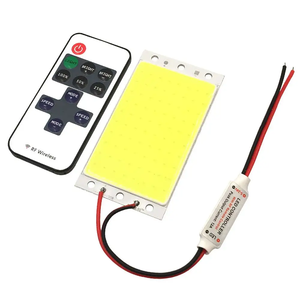 Remote Control COB LED Panel Light 12V 15W Dimmable LED Lighting Board Plate RC Lamp for Decoration Bulbs DC12V 94x50mm