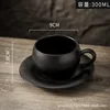 Taza de café y platillo con asa en forma de huevo, color negro mate, 280 ml
