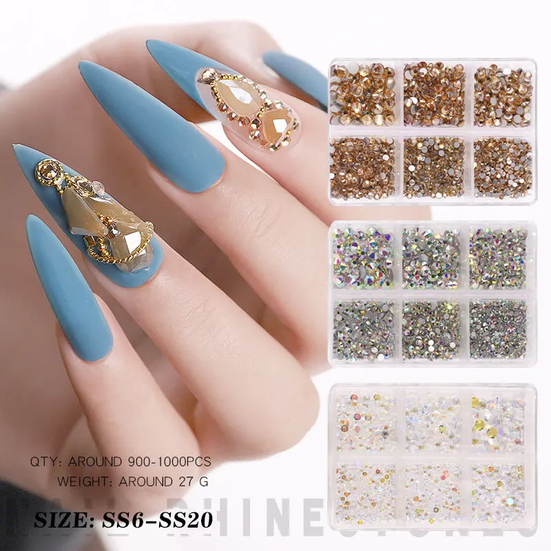 RTS Hot Sale Luxury  Nail Decoration Jewellery Charms Crystal AB Diamonds Kits Nail Glitter 3D Nail Rhinestone Sets