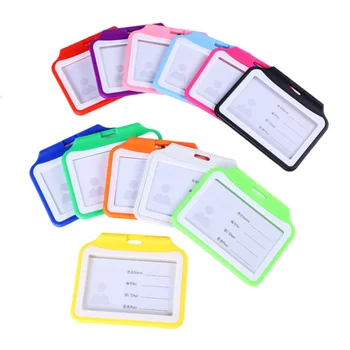 Vertical Two Side ID Two Cards Hard PP Plastic Badge Holder