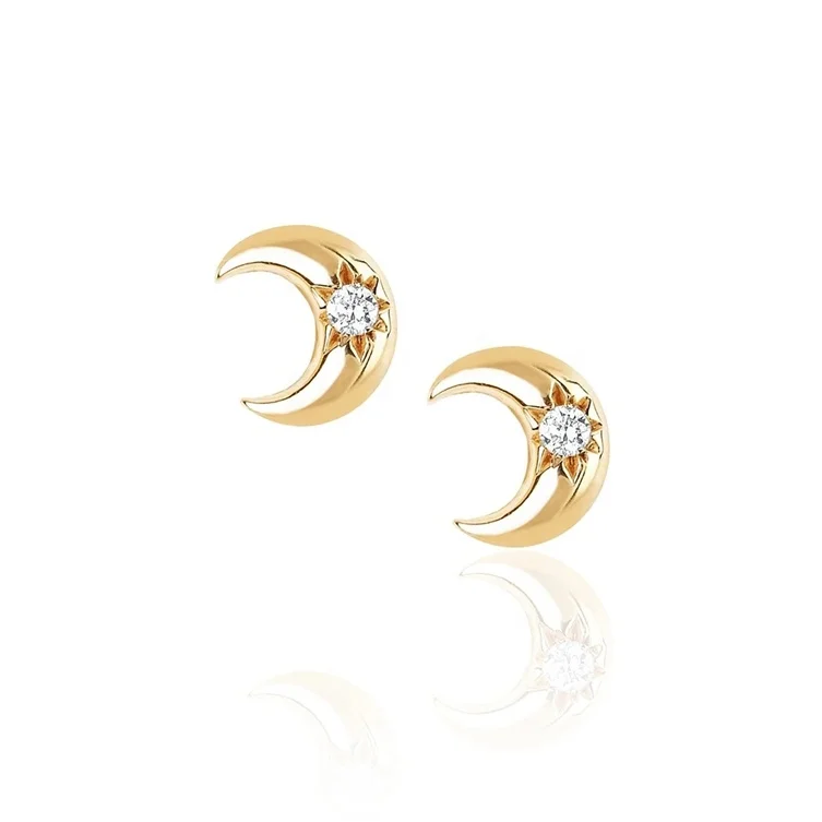 crescent diamond earrings