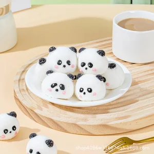3D Panda Commercial Cotton Candy Customizable Cartoon Shape Celebrity Western Pastry Factory Snacks Wholesale Coated