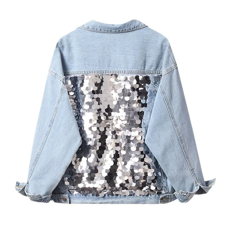 Тапсырыс бойынша әйелдерге арналған үлкен өлшемді ретро джинс курткасы, ұзын қолтықтары бар қысқартылған куртка, шетінде жіпшелері бар, блестермен және тігіспен безендірілген