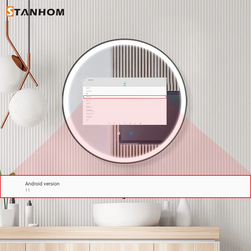 STANHOM CE FCC RoHS Bathroom WIFI Touch Screen Android 12 Smart Magic Mirror With Lights