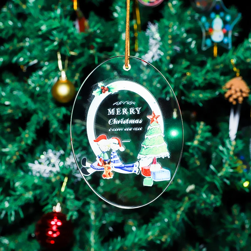 product factory uv printing custom oval merry christmas ornament gifts glass pendant christmas decoration supplier-42