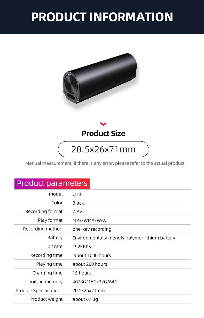 Strong Mini Magnetic Voice Recorders Power Bank 500 Hours Voice Activated Recording Digital Voice Recorder  Audio Recording