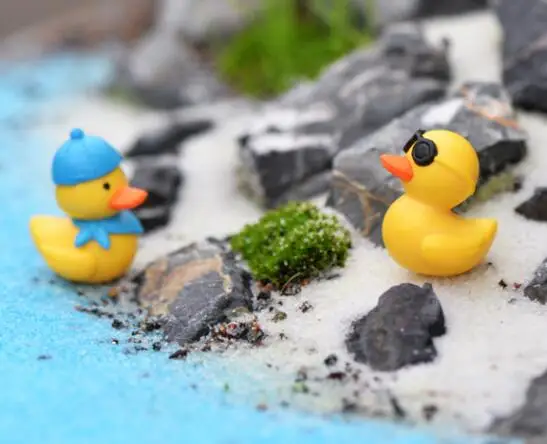 
Ювелирные миниатюрные украшения в виде микро-ландшафта для бонсая, домика, кукол, растений, сада, на удачу, мини-фигурки желтых Уток из смолы 