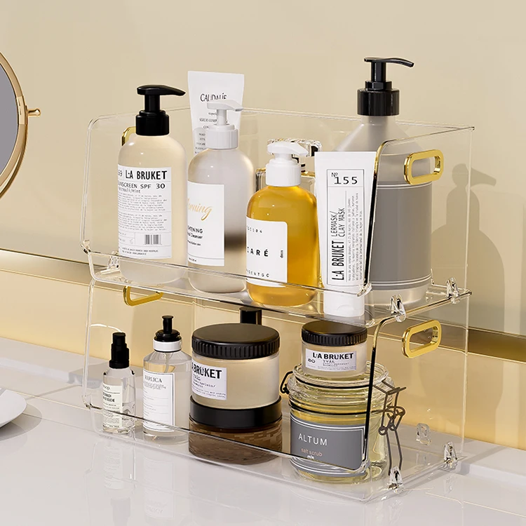 Transparent Stackable Plastic Desk Organizer Cosmetic Storage Box and Makeup Organizer