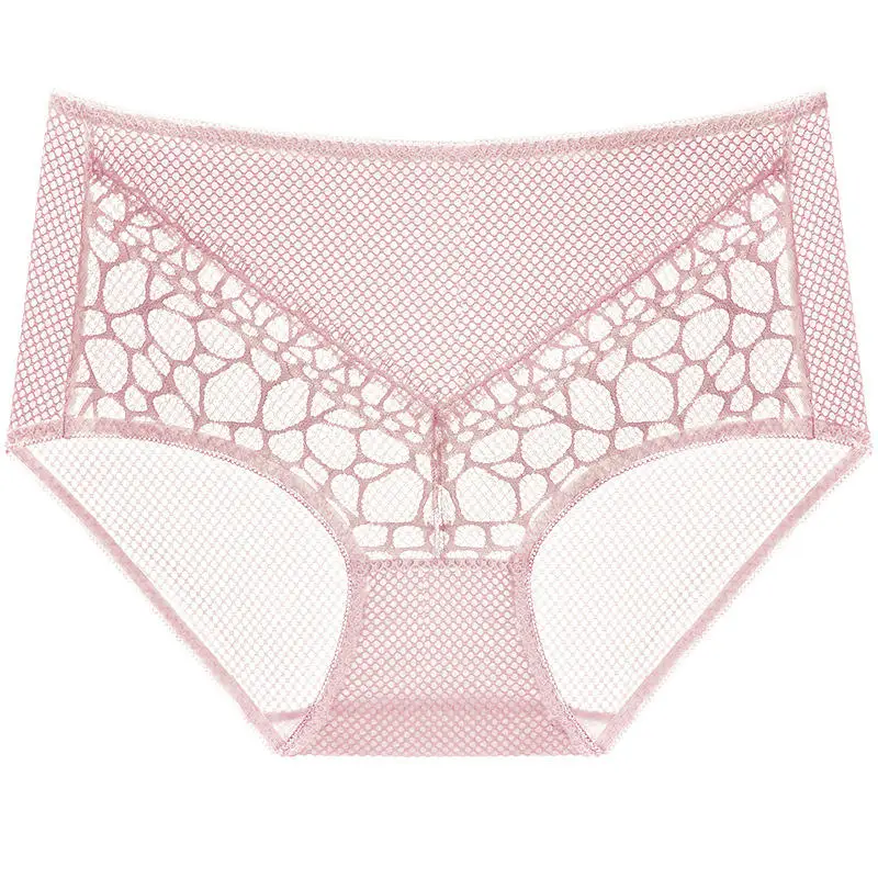 Lace Knickers Panties Underwear Plus Size Mid Waist Big Size Lace Elastic Panties Plus Size 6684