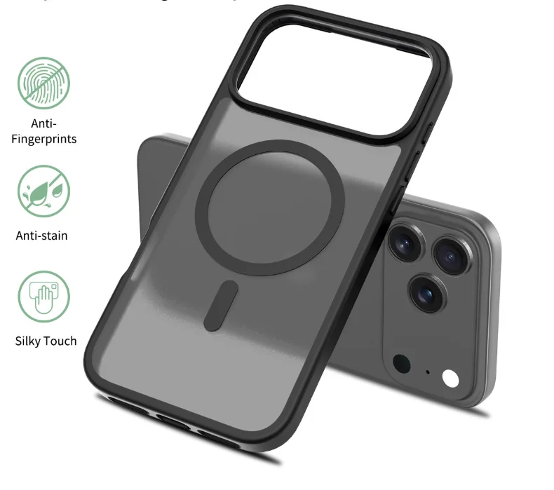 New Magnetic Wireless Charging for iPhone 17 16 Pro Max 16e 15 Plus 14 13 Mini Phone Case Matte PC Protective Skin With Holder