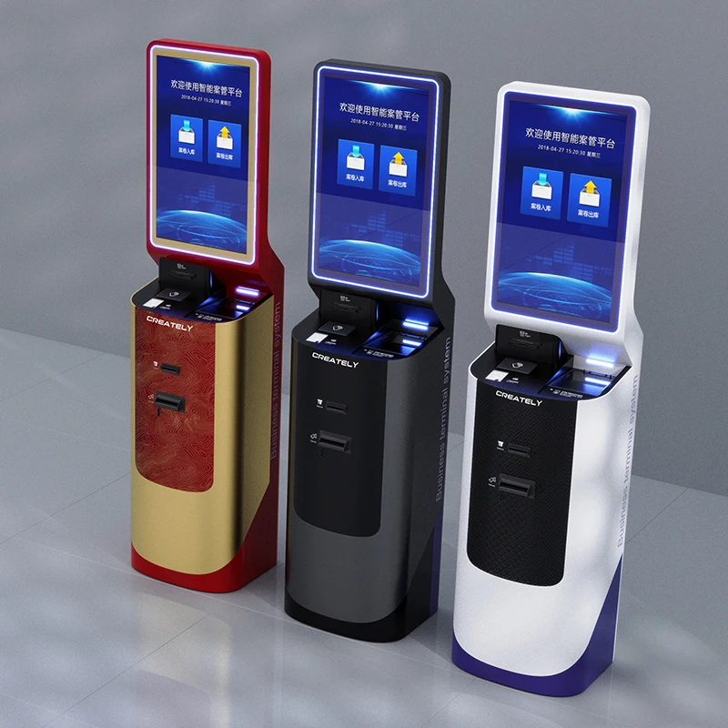 27 inch touch screen card reader kiosk with cash recycler utility bill payment kiosk outdoor payment kiosk