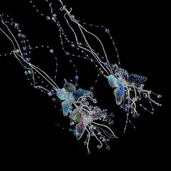 Wholesale Fashion Wedding Bridal Tassel Cilp Bridal Scrunchies Butterfly Crystal Bridal Hair Clips