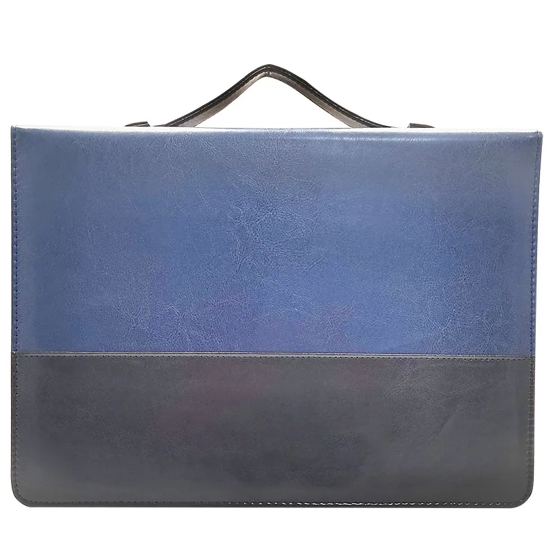 Modernqiu Custom logo Leather Briefcase with 3-Ring Binder and Handle for Document Storage  A4  Portfolio
