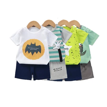 Hangzhou Poly 100% Cotton T Shirt With Short Pants Wholesale Kids Clothing Sets 2021 lil Boys Sets