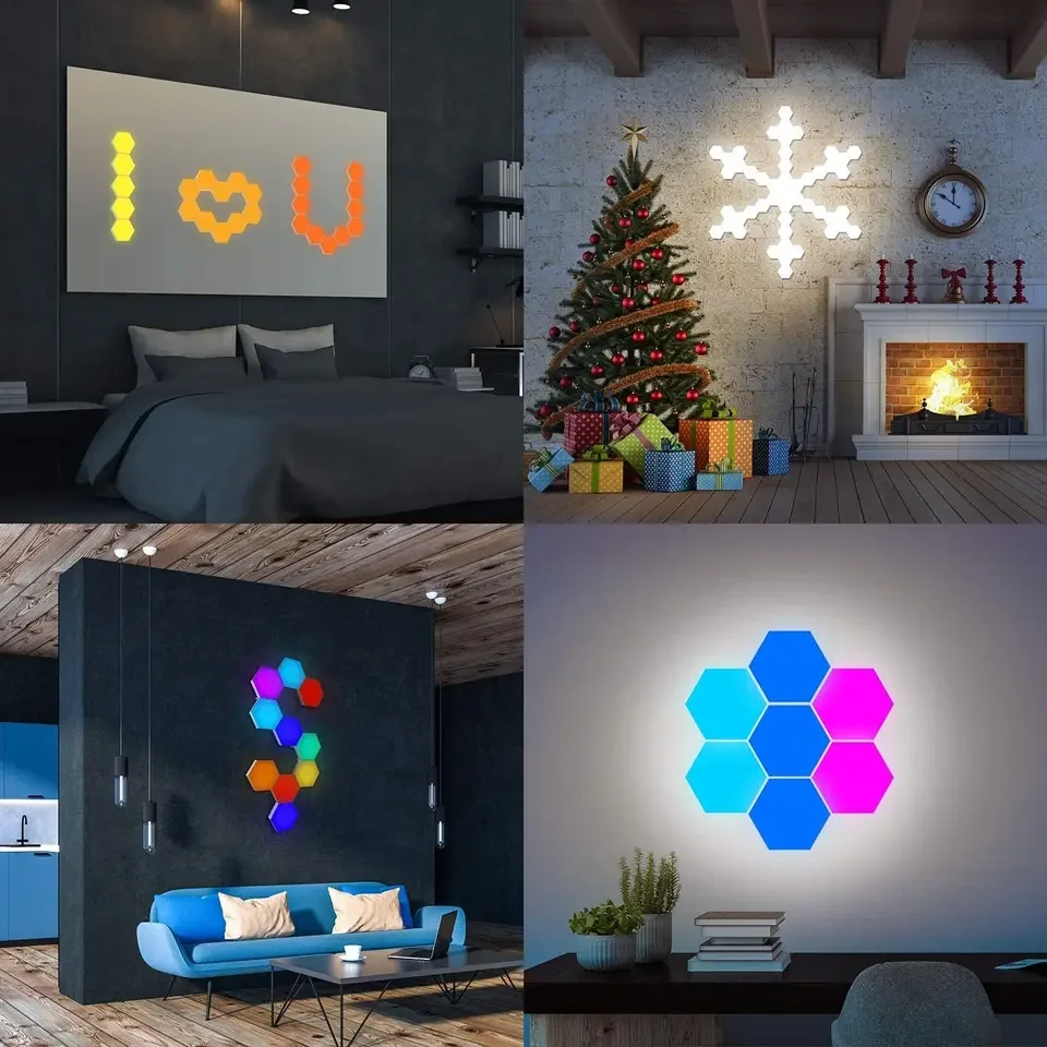 Etop New Blue Wifi Tuya App Remote Control LED Hexagonal Quantum Lamp Smart Home Lamp for Playroom Dance Studio Music Wall Lamp