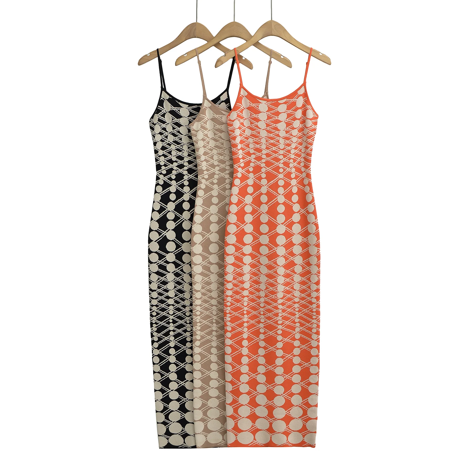3 Colorway Spaghetti Strap Multi Color Pattern Hot Sale Casual Fashion Long slip Dress for Women