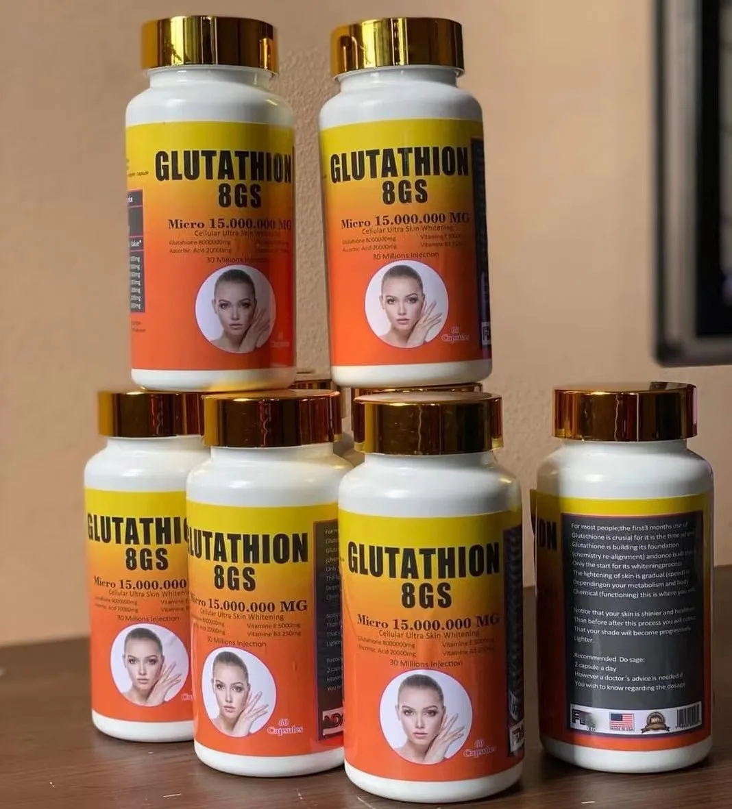 OEM 1500mg 3000mg 5000mg 10000mg Glutathione Capsule Best Selling Skin  Whitening Pills 10000mg L-Glutathione Capsules