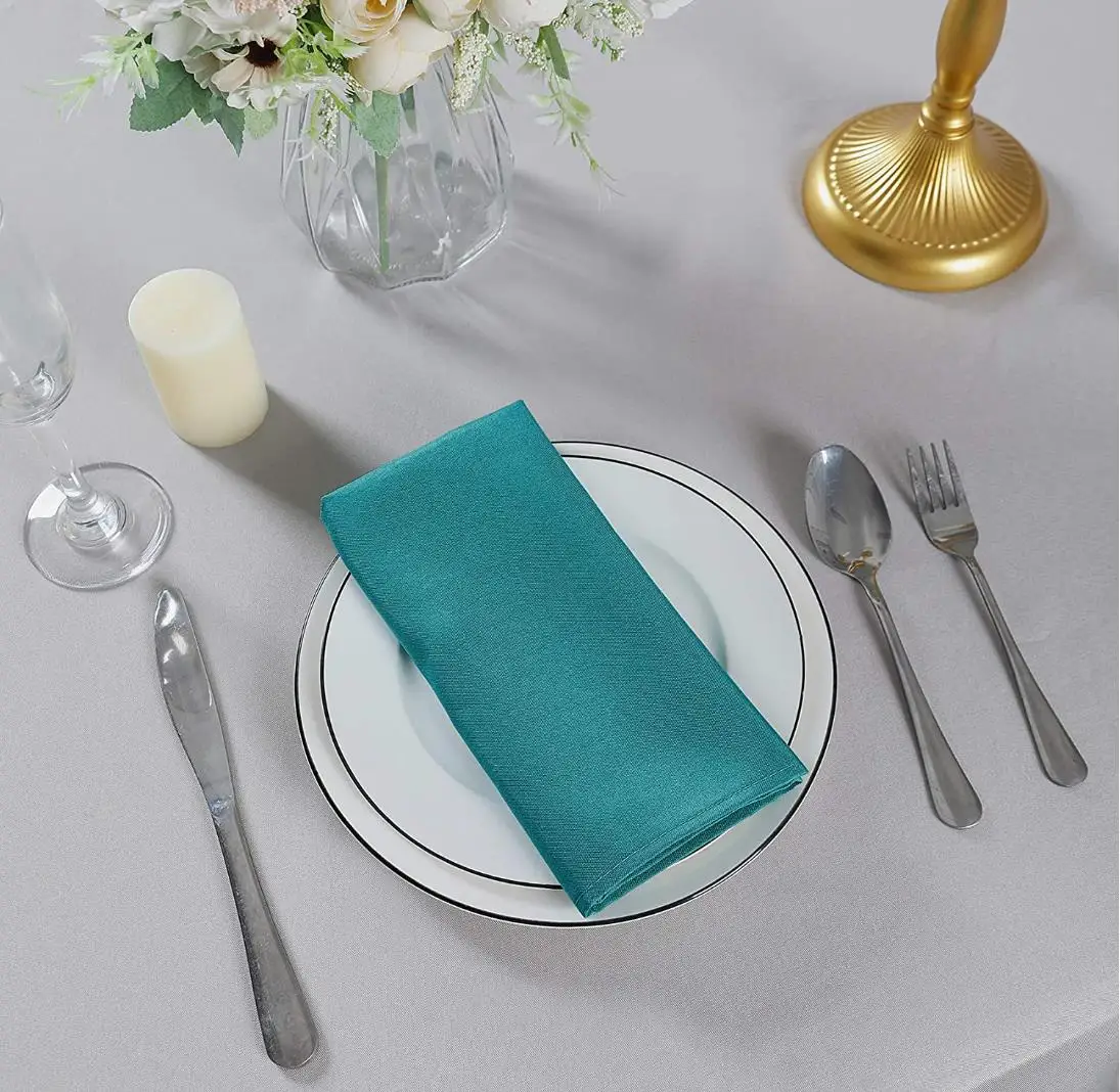 Teal Blue Cloth Napkins 21x21 Inch Washable Polyester Dinner Soft Table Napkins For Wedding