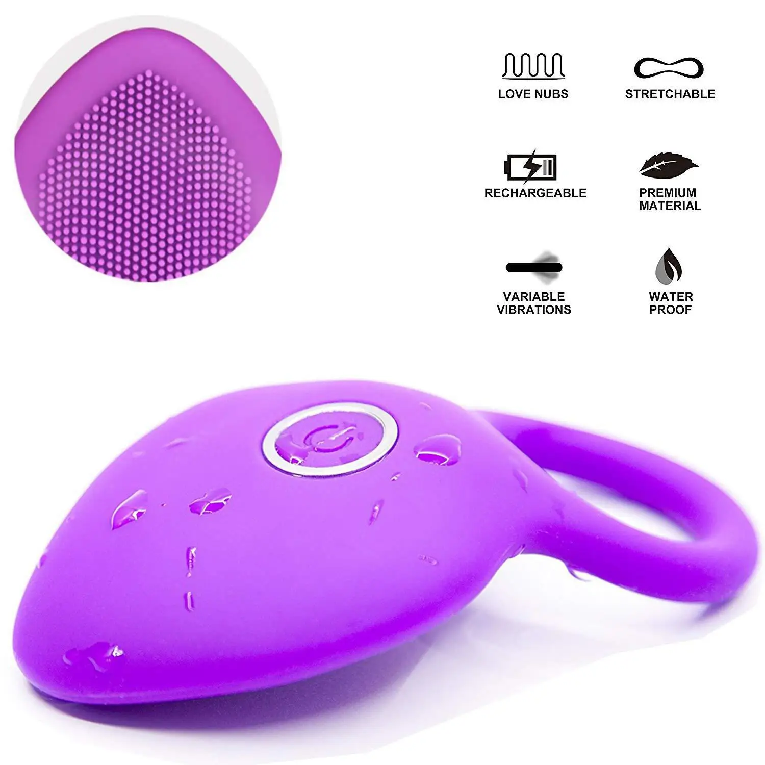 Time Delay Vibrating Cock Ring with Massager Brush Silicone Sex Toys Quiet USB Charged Penis Rings Vibrator 10 Speeds