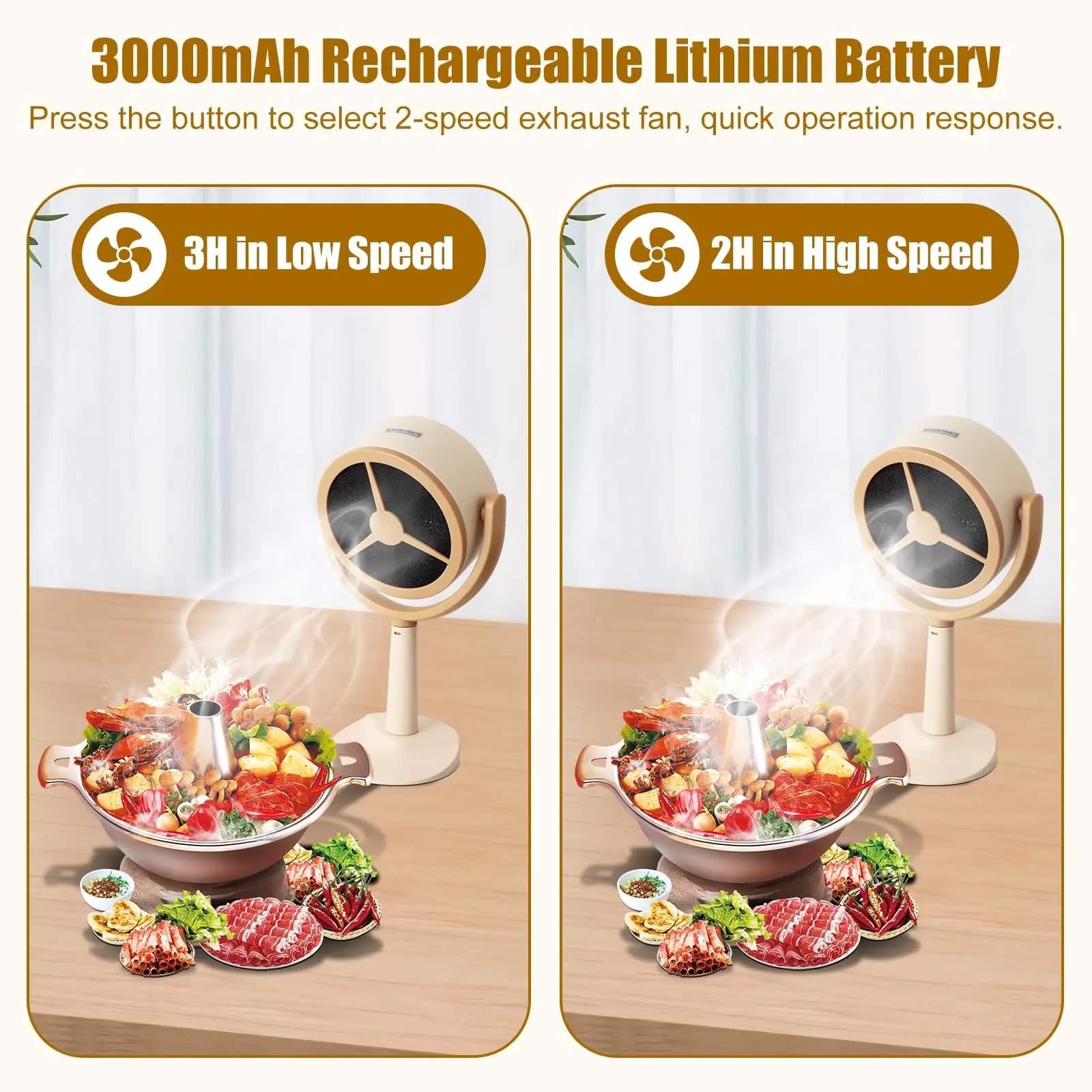 Mini USB Rechargeable Wireless Desktop Portable Extractor Chimney Cooker Range Hood for Hot Pot BBQ Cooking Kitchen Outdoor Desk