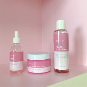 Wholesale Peach Yoni Wash Set with pH Balance Antibacterial Cleaning Feature Private Labels Reduces Vaginal Dryness