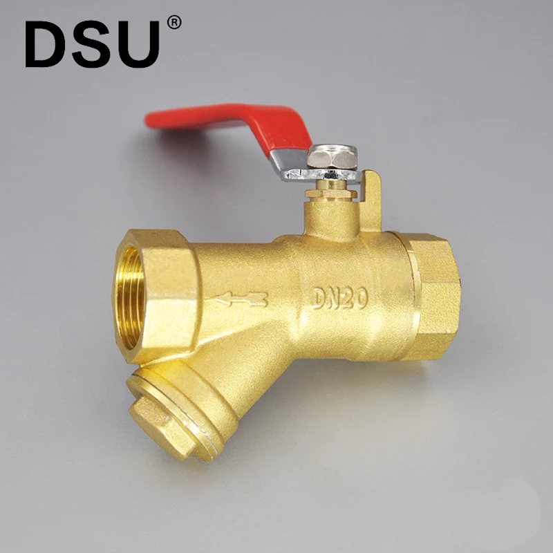 Brass filter ball valve / Female thread brass Y strainer ball valve  with long lever handle