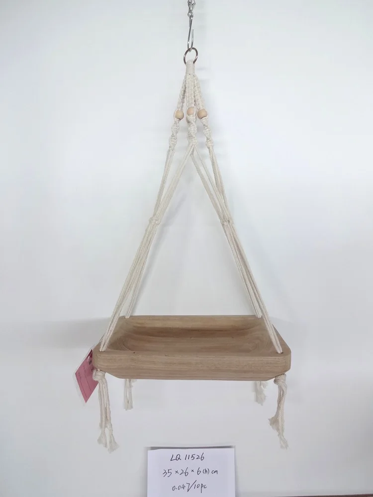 Домашний богемный декор, комнатный и уличный цветочный горшок, деревянный растительный лоток с хлопковой веревкой