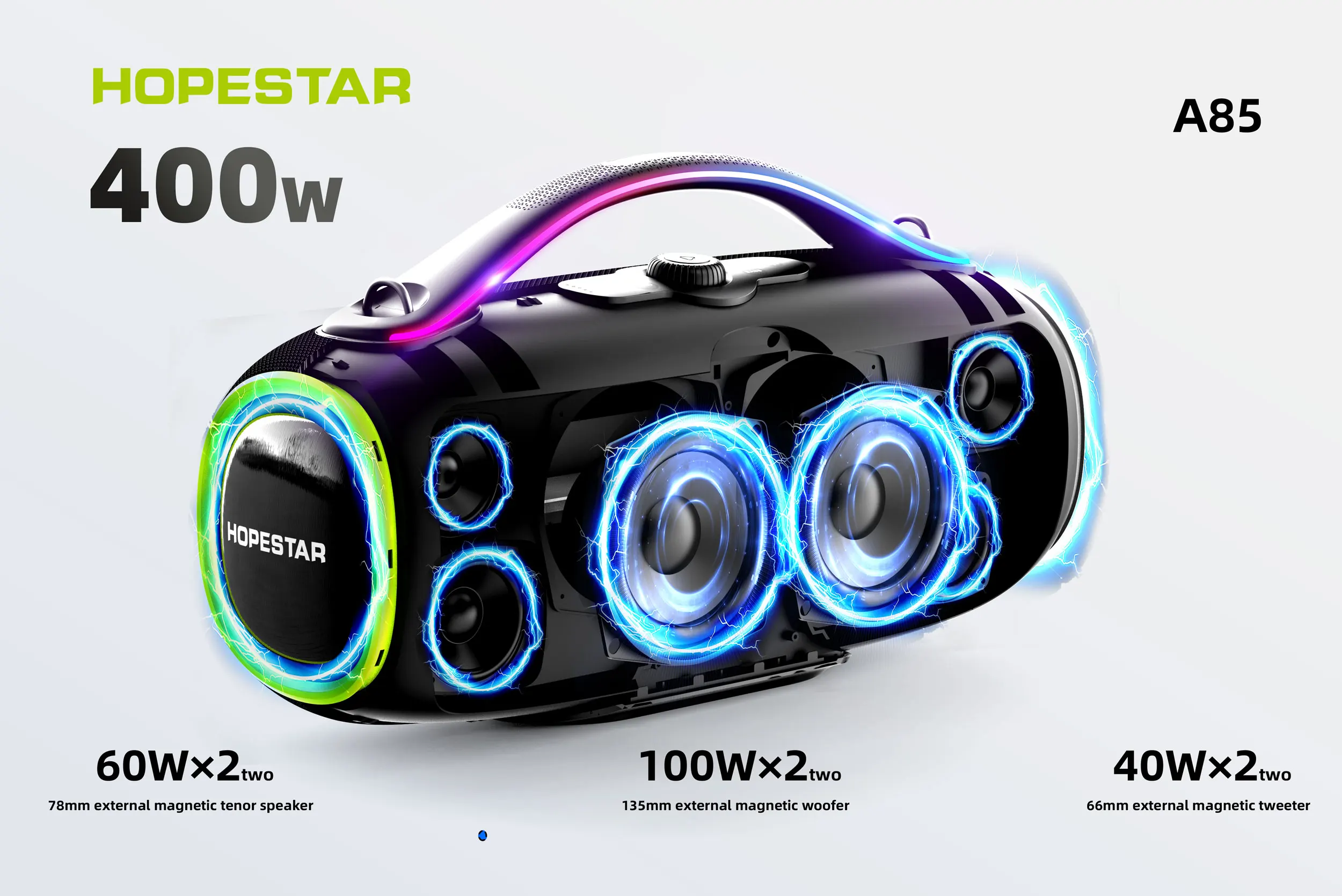 HOPE STAR A85 400W Alto-falante de Festa Portátil IPX6 À Prova d