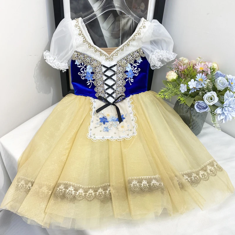 AL-R0570 Professional High Quality Custom Size Adult Girls Long Ballet Performance Wear Dress Blue Romantic Tutu