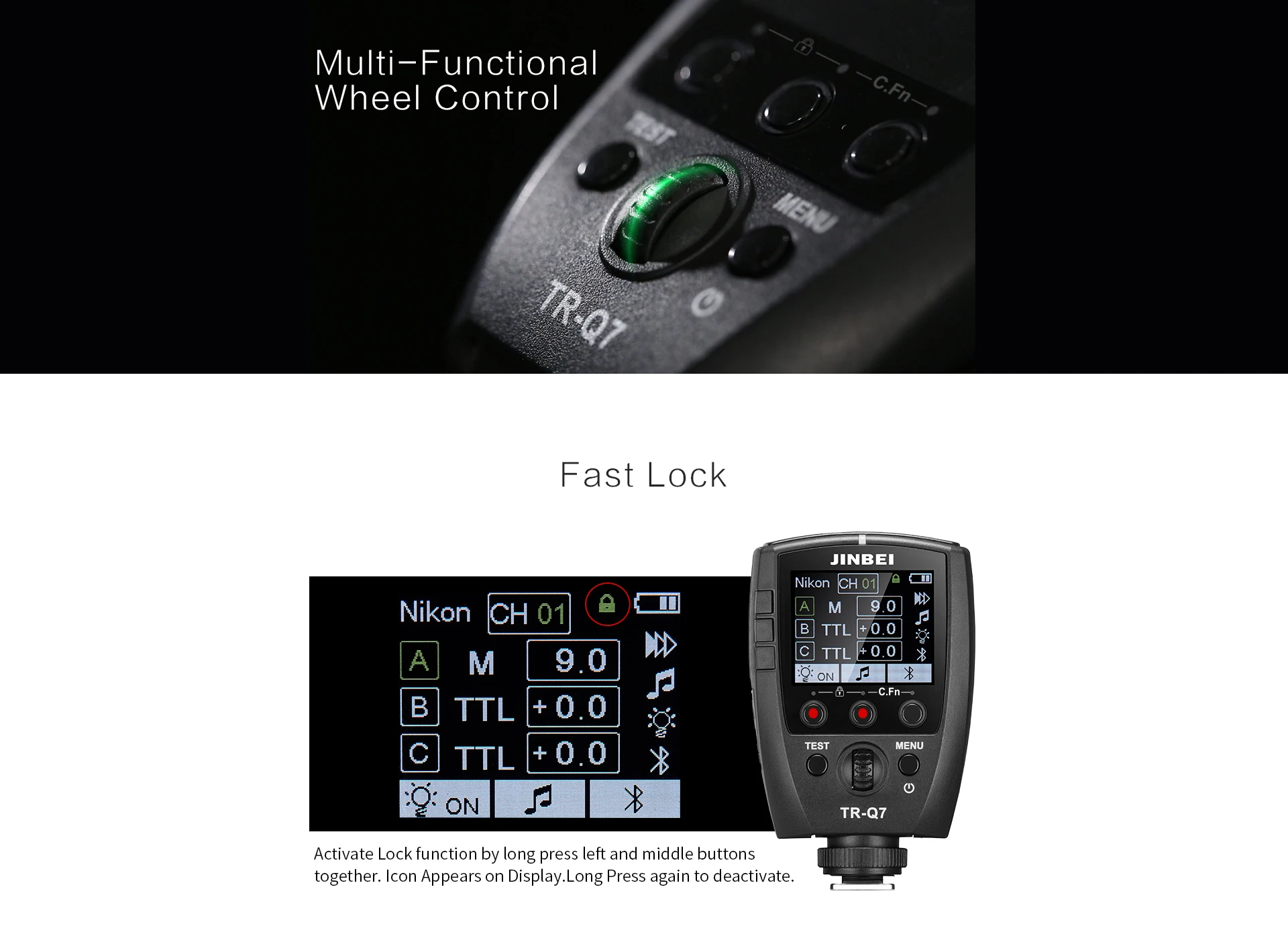 JINBEI TR-Q7 TTL HSS Wireless Integrated Hot Shoe Transmitter trigger For canon Nikon Olympus Cameras With Phone APP control
