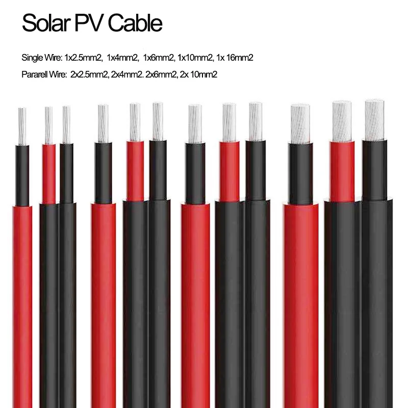 XLPO a étamé le câble solaire de picovolte de cc de double noyau de cuivre 4MM 6MM 8MM 10MM fil de panneau solaire