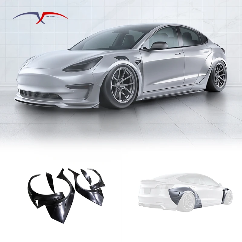 Wide Body Kit Suitable For Tesla Model 3 Body Kit Fiberglass Front And Rear Wheel Arches Mudguards