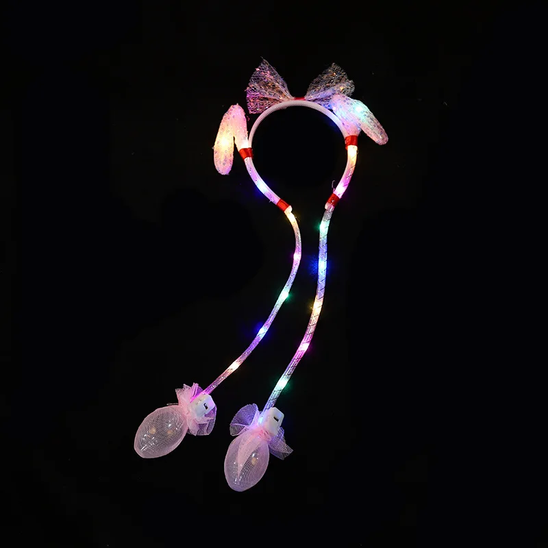 LED Rabbit Moving Headbands Glowing Funny Bunny Ear Headband Light up Led Rabbit Ears Move Toys Headpieces Christmas Nightclub