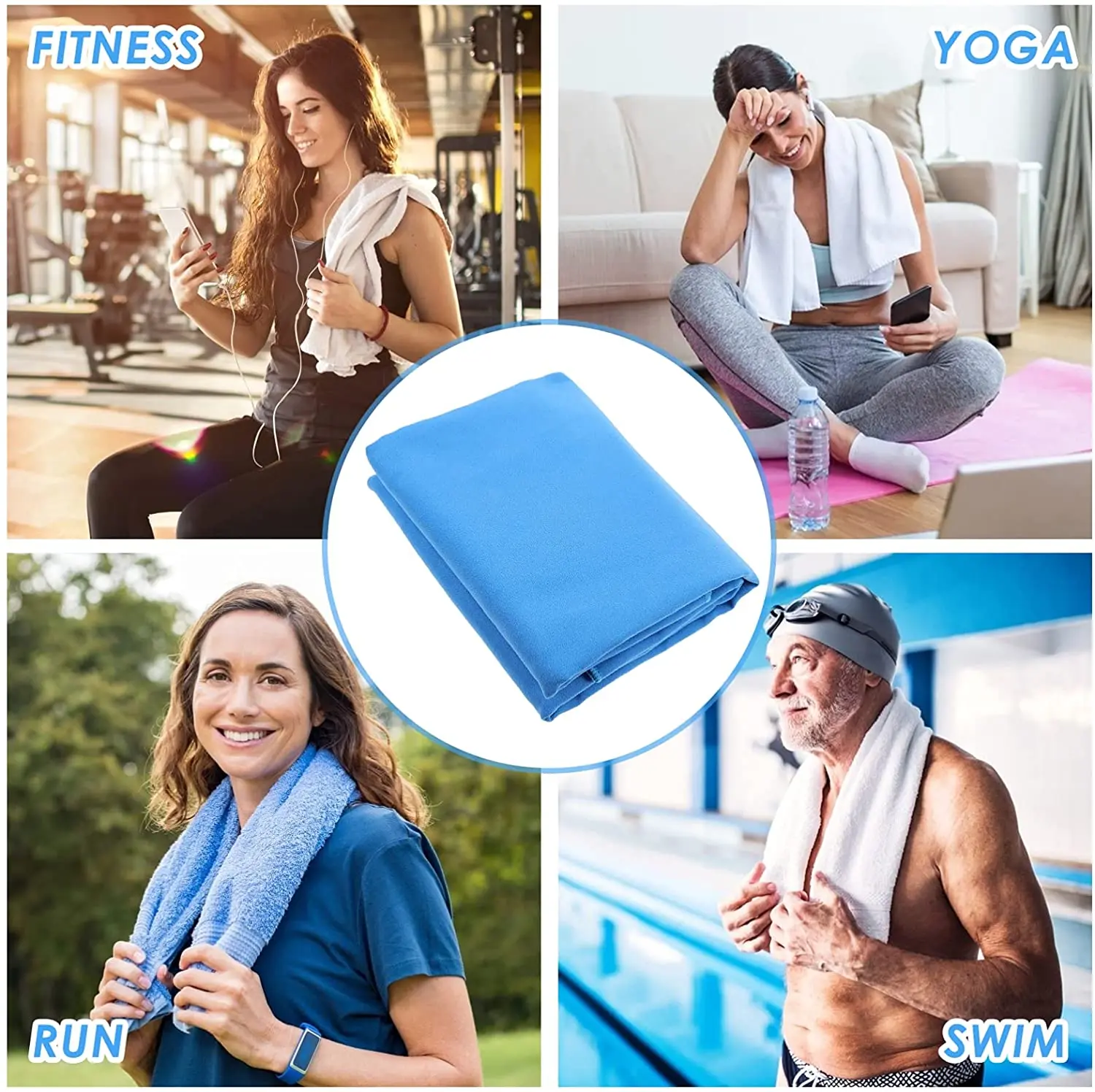 Custom Blue 40*80cm Gym Sports Towel Fast Drying ABSORBENT for Outdoor Activities manufacture