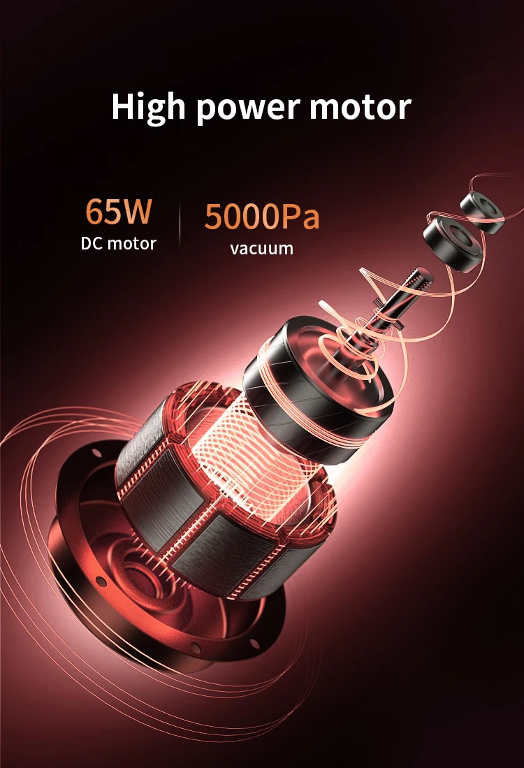 Portable 11KPA 65W BLDC Low Noise Automatic Dry Bagless Car Vacuum Cleaner Powerful Handheld Brushless Motor USB Hotel Use details